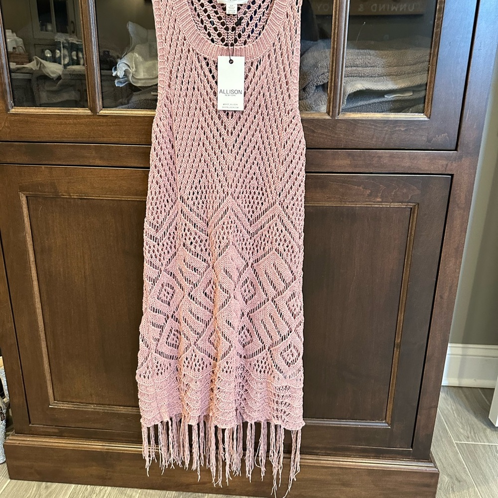 Allison New York Blush Pink Small Fringe Dress NWT! Under Bikini or as a dress